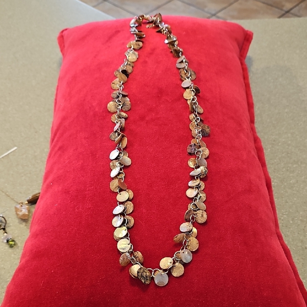 Chic Bronze and Silver Disc Necklace